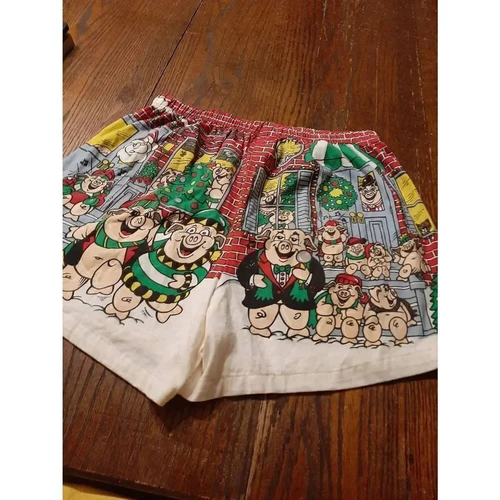 New Large Underwear Fun to Wear DA Land Designs Pig Christmas Boxer Shorts Sound